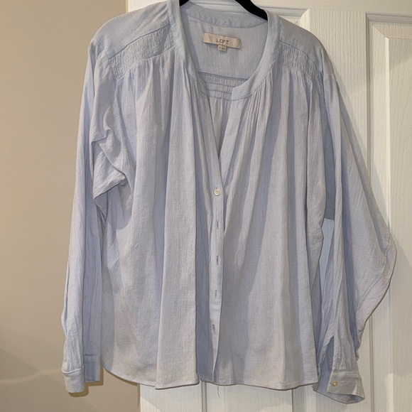 LOFT Tops - LOFT Soft Blue Long Sleeve Blouse
